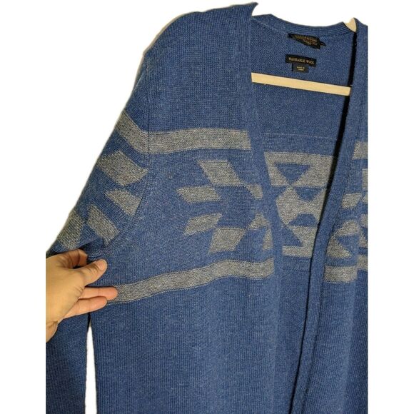 PENDLETON Washable Wool Women’s Size XL Open Cardigan Sweater Geometric Blue - Picture 4 of 8
